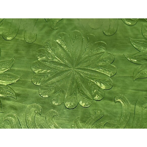 1930s Uranium Glass “Sunflower” Cake Plate with Three Feet & Vintage Patina - Picture 4 of 11